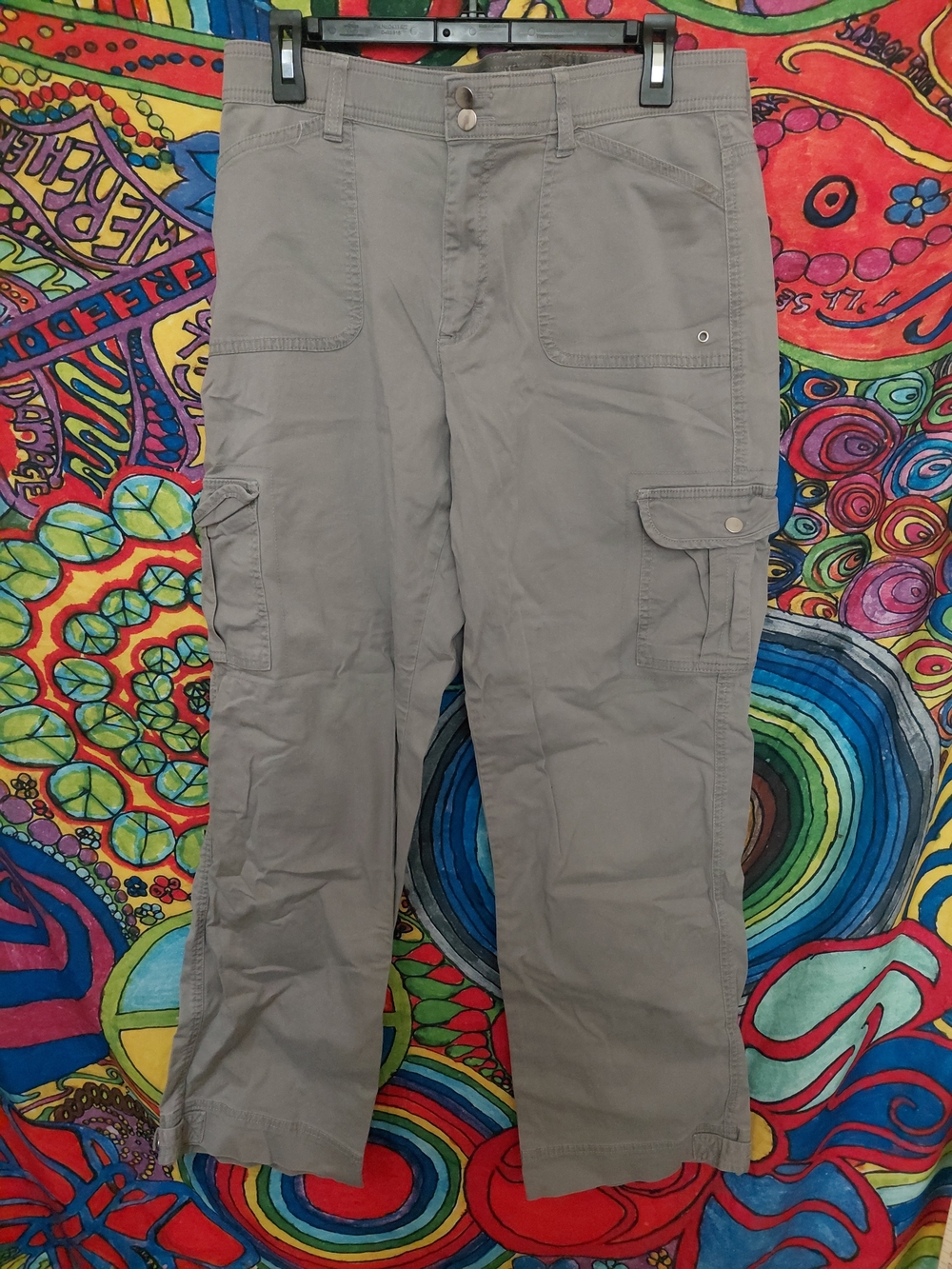 Woman's Lee Denim Stretch Gray Cargo Pants - Casual Utility Style
